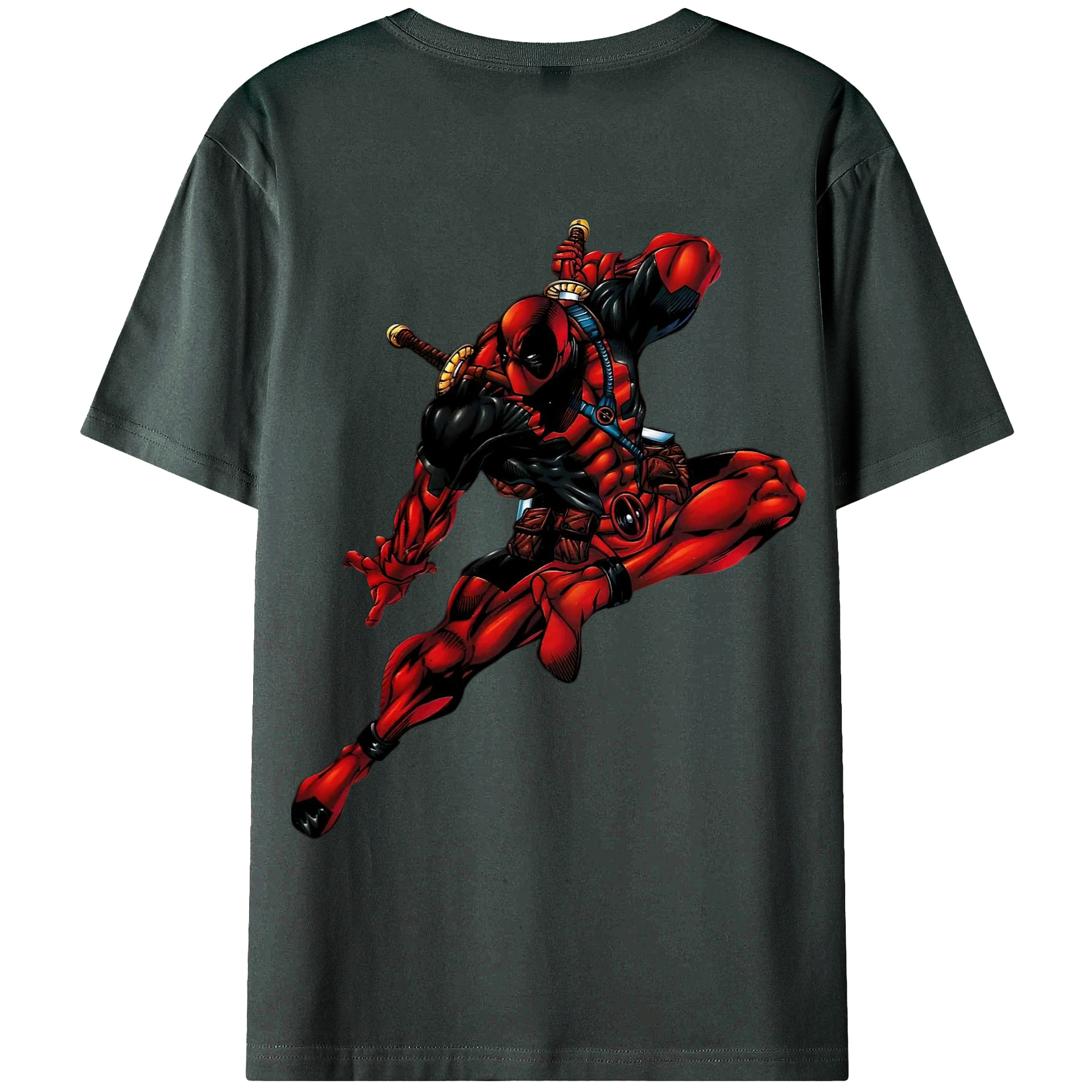 （画像用） Deadpool デッドプール 綿100％ メンズ半袖Tシャツ（バックプリント） 通気性